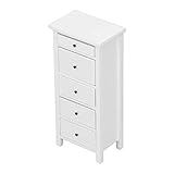 1:12 Puppenhausschublade, einfache Miniatur Kommode aus robustem weißem Holz, 5 Schubladen für Schlafzimmerdekoration