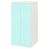 Ikea PLATSA/SMÅSTAD Kleiderschrank, 60x57x123 cm, Weiß blasstürkis / mit 3 Einlegeböden