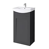 Planetmöbel Waschtischunterschrank Keramikwaschbecken Gäste WC 45cm matt (Anthrazit matt)