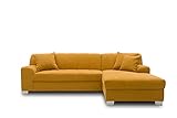 DOMO Collection Capri Ecksofa | Eckcouch in L-Form mit Schlaffunktion, Polsterecke Schlafsofa, mango gelb, 239x152x75 cm