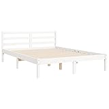 Tidyard Massivholzbett mit Kopfteil Bettgestell Bett Holzbett Bettrahmen Lattenrost Schlafzimmerbett Schlafzimmermöbel Hotelbett Designerbett Seniorenbett 120 x 190 cm (B x L) (4FT Small Double)