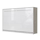 SMARTBett Schrankbett Standard 90x200 120x200 140x200 160x200 Komfort Lattenrost Wandbett, Wandklappbett 120x200 Horizontal Komfort Beton/Weiss Hochglanz