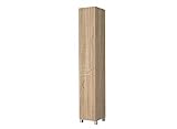 VBChome Hochschrank Eiche Sonoma 30 x 27 x 176 cm Badmöbel Standschrank Badschrank Standschrank auf den Füßen 2 Türen Badezimmerschrank Badregal 5 Fächer Eiche Sonoma