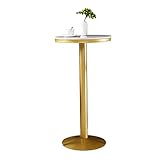Runder Bar-Hochtisch mit goldenen Beinen und Sockel, moderner Bar-Cocktailtisch mit stabilem Metallrahmen, einfach zu montieren, geeignet für Wohnzimmer, Bar-Korridor