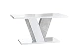 ALTDECOR Couchtisch, Kaffeetisch, ideal als Sofatisch oder Wohnzimmertisch, solide Konstruktion aus Möbelplatte, 110x70x60 cm - Hochglanz Weiß/Betonoptik - INEY
