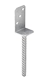 TRIBECCO® L-Pfostenträger mit Riffeldolle, mit Betonanker aus Riffelstahl, feuerverzinkt, Breite 50 mm, Länge des Riffelstahl 200 mm