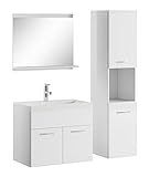Badezimmer Badmöbel Montreal 60 cm Waschbecken Hochglanz Weiß Fronten - Unterschrank Hochschrank Waschtisch Möbel