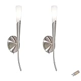 Lichthandel Hoch LED Wandfackel m. Schalter Nickel Metall Spiegelleuchte antik mediterrane Fackelleuchte 3W (2x Wandfackel Nickel m. LED)