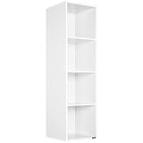 Casaria Bücherregal mit 4 Fächer 106x30x30cm Kippschutz Bodenschoner 40kg Belastbarkeit Wohnzimmer Schlafzimmer Büro Regal Standregal Würfelregal Weiß