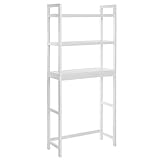 SONGMICS Toilettenregal, Badezimmerregal, Waschmaschinenregal,3-stöckiges Badregal aus Bambus, verstellbar, multifunktional, statische Belastbarkeit 15 kg pro Ebene, einfache Montage, weiß BTS01WT