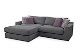 CAVADORE Ecksofa Fiona / Mega L-Sofa in Cord mit tiefen Sitzflächen und weicher Polsterung / Cordsofa / 277 x 90 x 199 / Cordstoff Grau