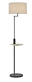 Trio Leuchten Stehleuchte Claas 400400132, Metall Schwarz matt, Stoffschirm Grau, Ablage Holz, exkl. 1x E27, 60 watt