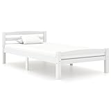 vidaXL Massivholzbett Einzelbett Bettgestell Bett Holzbett Bettrahmen Lattenrost Schlafzimmerbett Schlafzimmermöbel Weiß Kiefer 90x200cm