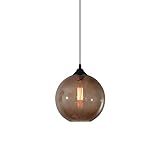 LPFWSK Kugel-Glas-Pendelleuchte, schwarze Metall-Kronleuchter-Leuchte, Loft-Schlafzimmer-Kücheninsel-Tropfen-Deckenlampe-Esszimmer-einfache E27-Pendelleuchten