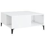 Makastle Couchtisch Sofatisch modern Wohnzimmer Tisch Kaffeetisch Arbeitstisch Beistelltisch Stubentisch mit Fächern, Weiß 80x80x36,5 cm Holzwerkstoff