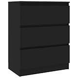 vidaXL Sideboard mit 3 Schubladen Kommode Anrichte Schrank Schubladenschrank Mehrzweckschrank Standschrank Schwarz 60x35x76cm Holzwerkstoff
