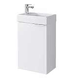 Planetmöbel Waschtisch mit Unterschrank 40 cm Waschbecken Bad Gäste WC, weiß
