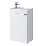 Planetmöbel Waschtisch mit Unterschrank 40 cm Waschbecken Bad Gäste WC, weiß