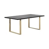 i-flair Esszimmertisch Macon Kufentisch Holztisch Esstisch Kufengestell Tisch mit Tischplatte und Kufen - alle Größen und Farben (220x100 cm, Schwarz + Eiche)