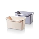 Trash can 6L/1. 5Gallon Hanging Trash Can Compost Bin with Lid Wall Mounted Under Sink Trash Can for Kitchen Bathroom Bedroom Wastebasket (Color : Off-White 2piece) (Gray 1piece+off)