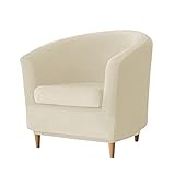 GEOCANG 2-teiliger Schonbezug für Clubsessel, waschbar, Stretch-Sofa-Schonbezug, Sessel-Schonbezug, Sessel-Schutzbezug, Möbelbezug mit hochelastischem Samt (cremefarben)