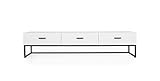 TENZO Mello 3 Schubladen, lowboard, Board, Tv-möbel, Weiss lackeirt, Skandinavisches Design, Spanplatte Stahl lackiert, H40 x B176 x T43 cm