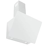 Vlano MELIA 60 BK Kopffreie Design-Dunstabzugshaube Wandhaube aus Glas in 60 cm 50db (A) 680 m³/h Touch Bedienfeld Fernbedienung (weiß Abluft (ohne Aktivkohlefilter))