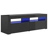 vidaXL TV Schrank mit LED-Leuchten Lowboard Fernsehschrank Fernsehtisch Sideboard HiFi-Schrank TV Möbel Tisch Board Hochglanz-Grau 120x35x40cm