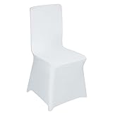 UISEBRT 50 Stück Universell Stuhlhussen Stretch Weiß Stuhlbezüge Moderne für Hochzeiten und Feiern Geburtstag Dekoration (50 Stück)