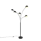 Qazqa - Design Stehleuchte I Stehlampe I Standleuchte I Lampe I Leuchte schwarz 5-Licht - Sixties I Wohnzimmer - Stahl Länglich - LED geeignet E14