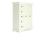 Woodkings® Highboard Catana Holz Creme weiß, Hochkommode antik Vintage Design, rustikale Kommode mit viel Stauraum durch 5Schubladen und 2 Türen, Landhaus Stil Wohnmöbel Pinie-MDF-Mix