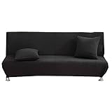 Sofabezug für Sofa, Bett, armlos, wasserdicht, Stretch-Sofabezug, Reiner elastischer Couchbezug, Sofa für Wohnzimmer, Schwarz, M, 160–190 cm (63–75 Zoll)
