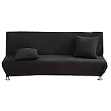 Sofabezug für Sofa, Bett, armlos, wasserdicht, Stretch-Sofabezug, Reiner elastischer Couchbezug, Sofa für Wohnzimmer, Schwarz, M, 160–190 cm (63–75 Zoll)