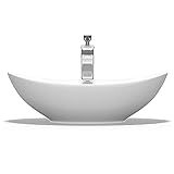 Mai & Mai® Aufsatzwaschbecken Oval aus Keramik 59x38 cm Waschschale Waschtisch mit Nano-Beschichtung Br818
