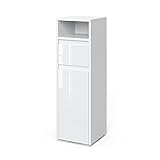 Vicco Midischrank Badschrank Badezimmermöbel Majest Weiß Hochglanz modern 30x96 cm Badezimmer Schrank Badkommode Badmöbel Fach Tür Schublade