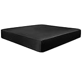 PiccoCasa Spannbettlaken Satin Bettlaken 180x200cm Spannbetttuch bis 35cm Topperhöhe mit Gummiband Schwarz 180x200x35cm