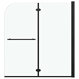 vidaXL Duschkabine Faltbar 2 Paneele Badewannenfaltwand Badewannenaufsatz Faltwand Duschabtrennung Duschwand Dusche ESG 120x140cm Schwarz