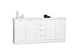 Landhaus Sideboard (B/H/T: ca.: 200 x 90 x 40 cm) weiß, Möbelgriffe antik