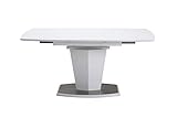 Meubletmoi Esstisch, ausziehbar, 120/160 cm, rechteckig, weiß, mit Mittelfuß, Stahl und MDF, modernes Design – Dona
