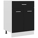 JUNZAI Schubunterschrank, Küchenunterschrank, Küchenschränke, Küchenmöbel, Unterschrank, Kitchen Furniture, Schwarz 60x46x81,5 cm Spanplatte