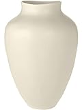 Westwing handgefertigte Vase Latona in Cremeweiß aus Steingut, 30x21 cm, Deko- oder Blumenvase für Schlaf-, Wohn- oder Esszimmer