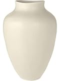 Westwing handgefertigte Vase Latona in Cremeweiß aus Steingut, 30x21 cm, Deko- oder Blumenvase für Schlaf-, Wohn- oder Esszimmer