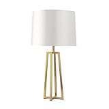 CLoxks Nachttischlampe Moderne Tischlampen Eisen Nachttischlampen mit Stoff Lampenschirm kreative Geometrie Nachtleuchten for Home Office-Studie Lampe, 25.2' H Dimmbar