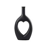 Schwarz Keramik Vase, Blumenvase Deko, Keramik Vase Runde Form Modern Deko Vase Runde Vase Abstraktion Blumen Vase Für Home Office Dekor (Size : L)