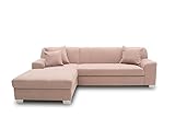 DOMO Collection Capri Ecksofa | Eckcouch in L-Form mit Schlaffunktion, Polsterecke Schlafsofa, rosa, 239x152x75 cm