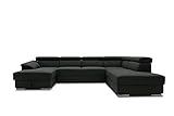 DOMO Collection David FK Wohnlandschaft, Sofa mit Rückenfunktion in U-Form, Couch mit Federkern und Funktion, Polsterecke, anthrazit, 166 x 337 x 232 cm