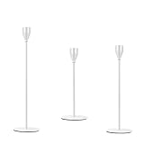 Nayoroom Kerzenständer 3er Set Weiß Kerzenhalter für Wohnzimmer Hochzeit Vintage Deko Eisen Kerzenleuchter Stabkerzen Metall Edelstahl Dekoration 24/28/34cm