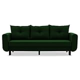 Couch CLER 230x90 mit schlaffunktion und Bettaksen - Modernes Design - Schlafcouch mit Stauraum - Methode der Aufklappung: DL automatisch - Füße aus Holz oder Metall (Metallfüße, Malmo 37)