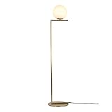 MUZIZY Stehleuchte Stehleuchte Vertikale Lampen Leuchten Metallic 1Licht Goldfarbene Stehleuchte mit Opalglas-Kugelschirm Stehleuchten Innenbeleuchtung Happy Many Times