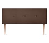 DHOME Kunstleder oder Acualine Stoff Kopfteil einfarbig mit Knöpfen MIT Beinen HIGH Range gepolstertes Luxus Kopfteil Bett (Stoff Braun, 135x105cm (Betten 120/135/140))